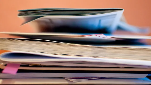 paper, letter, office, heap, work off, work, postit, tasks, bills, notes, pile of paper, desk, training. Sorting a year of credit monitoring alerts into four piles